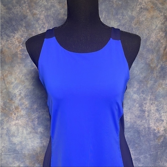 Athleta Caspian Blue Colorblock Two Tone Dress Sz S EUC - Picture 4 of 9